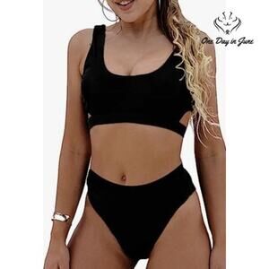 Blooming Jelly Crop Top High Rise Bikini Swimsuit Size S